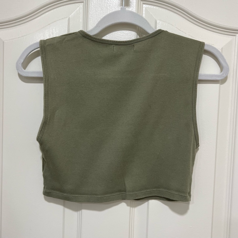 Sage Green Ribbed Cropped Tank - Picture 3 of 3